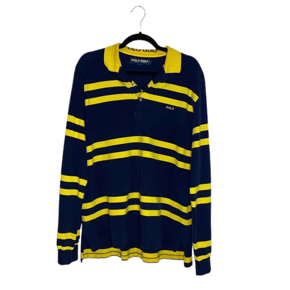 Vintage Ralph Lauren Polo Golf Striped Polo Shirt Size L Button Up